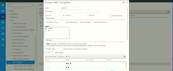 Create vNIC Template